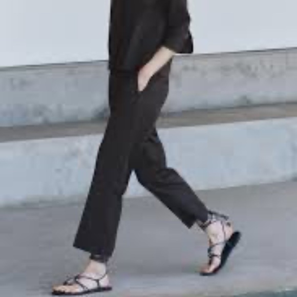 Zara Collection Brown Viscose Ankle Pants M - Picture 4 of 13